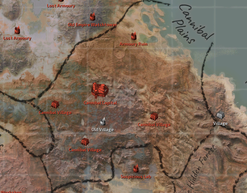 Cannibal Plains Map Locations